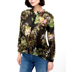 ISABEL MARANT ETOILE Black Cotton Floral Long Sleeve Tunic Blouse size 42 / M